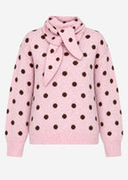 Pull à pois avec écharpe - rose