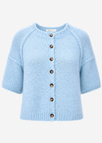 Cardigan à manches courtes avec coutures extérieures - bleu clair