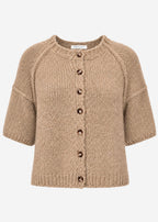 Cardigan à manches courtes avec coutures apparentes - beige