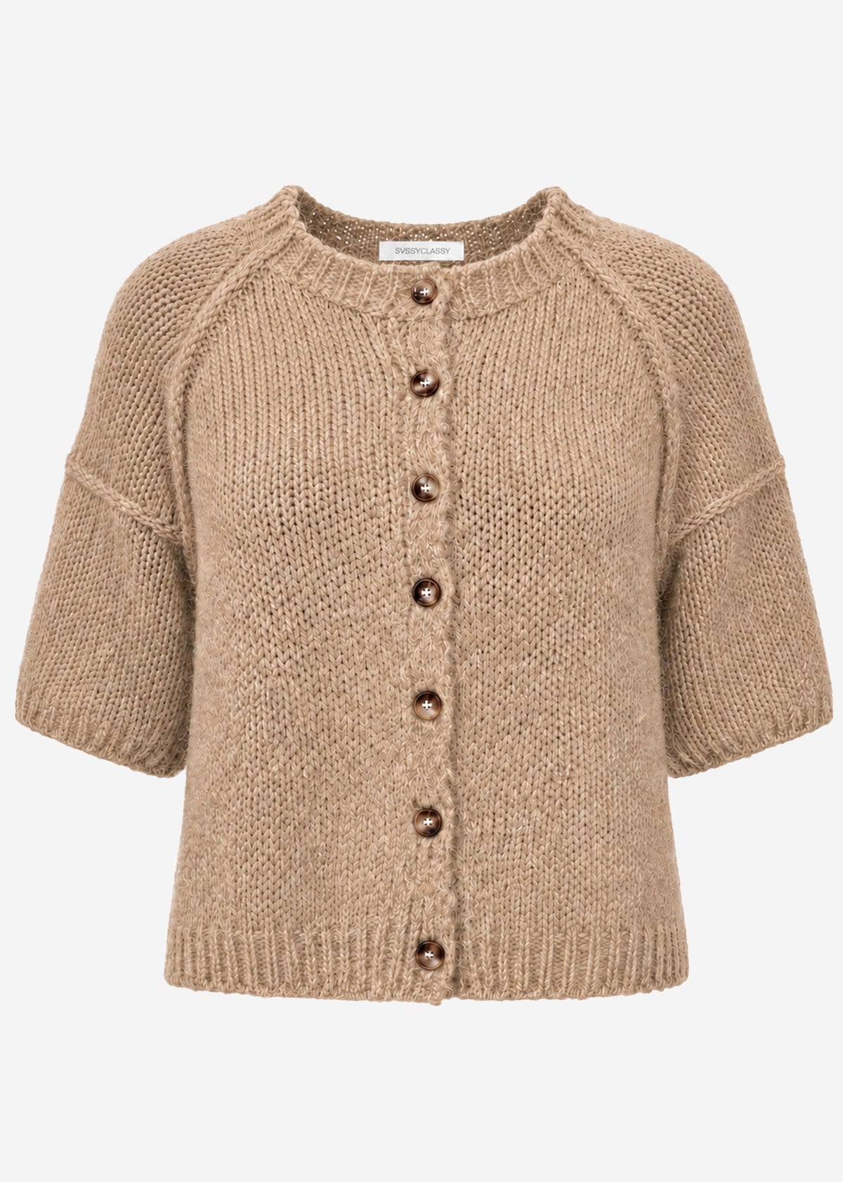 Cardigan à manches courtes avec coutures apparentes - beige