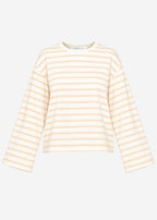 T-shirt à rayures à manches longues avec manches amples - crème