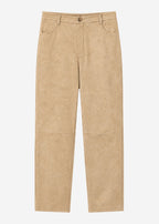 Pantalon à Jambes Barrel en Aspect Suédé - beige