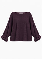 Pull oversized avec décolleté bateau - prune