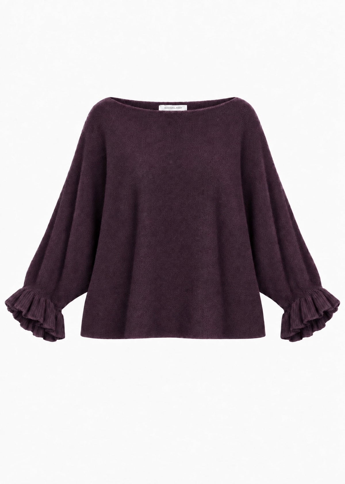 Pull oversized avec décolleté bateau - prune