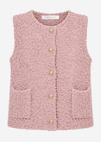 Gilet en bouclé avec poches - rose ancien