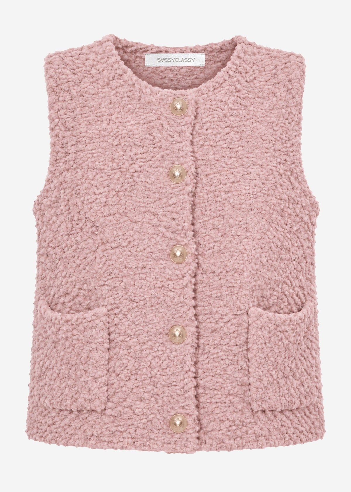 Gilet en bouclé avec poches - rose ancien