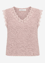 Top Bouclé avec Dentelle - vieux rose