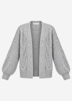 Cardigan en tricot épais avec motif en torsades - gris clair
