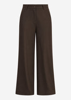 Pantalon taille haute avec jambe large - marron