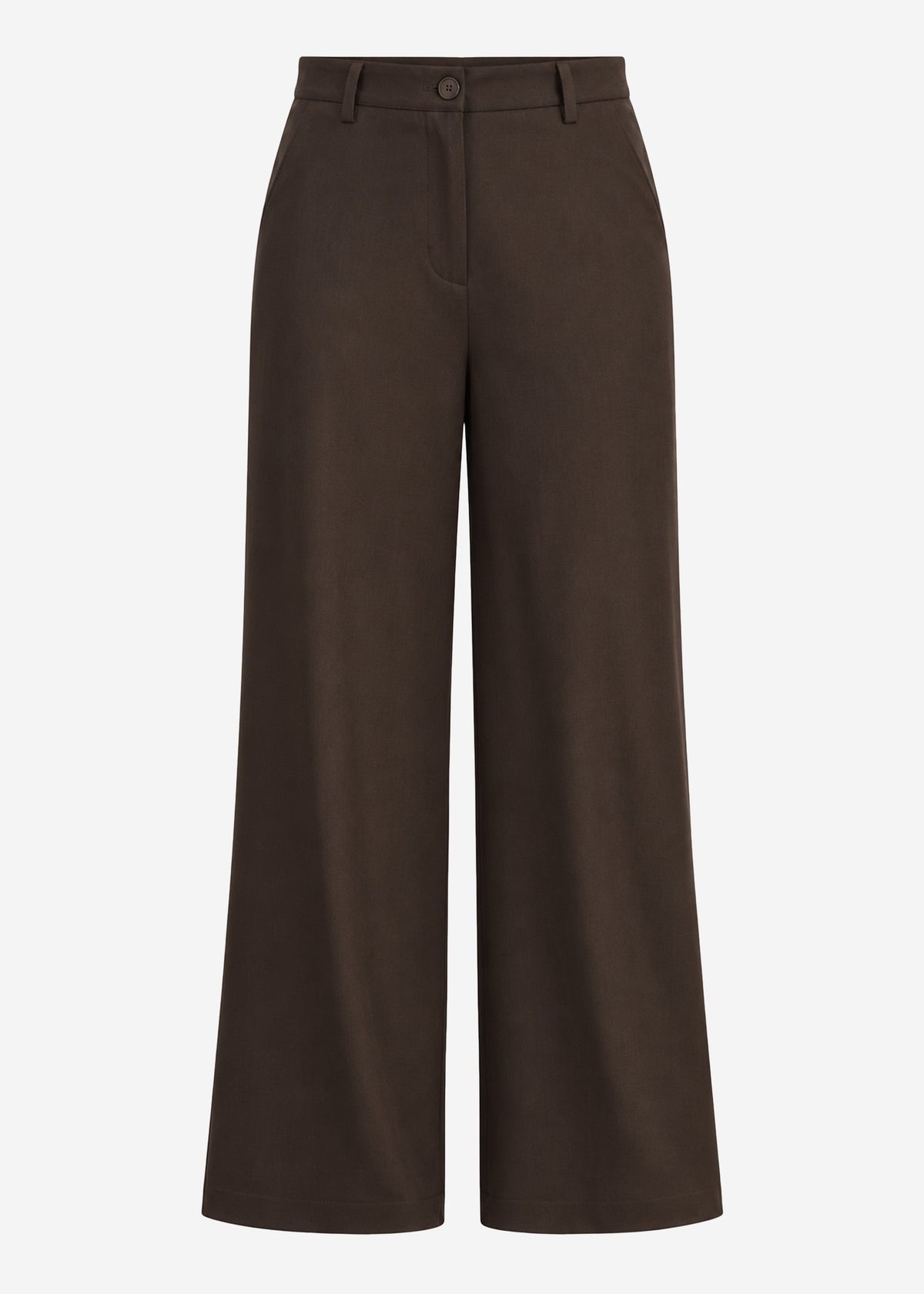 Pantalon taille haute avec jambe large - marron