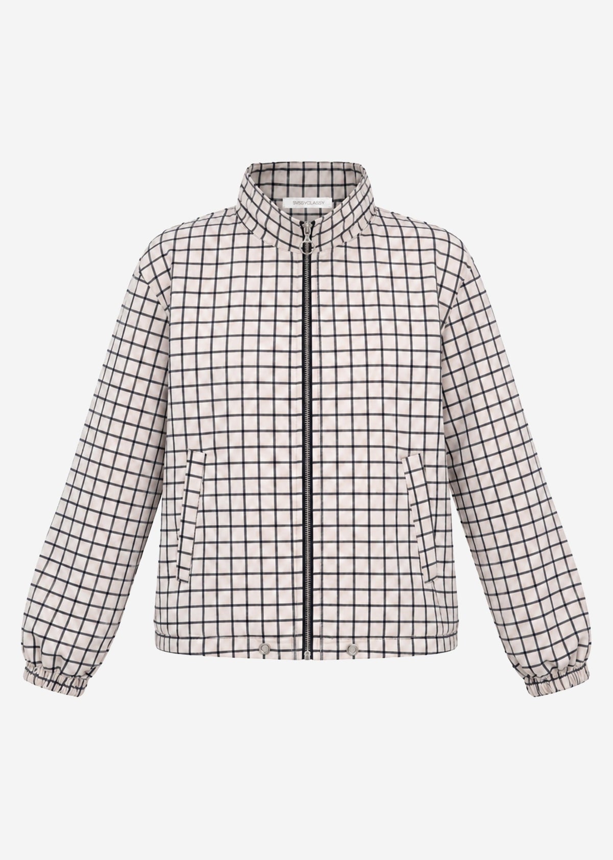 Veste blouson à motif tartan - greige