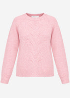 Pull en tricot avec motif en torsades - rose
