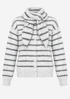Cardigan rayé avec écharpe - gris