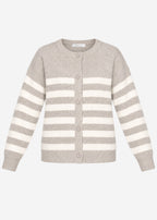 Cardigan rayé avec empiècement - taupe