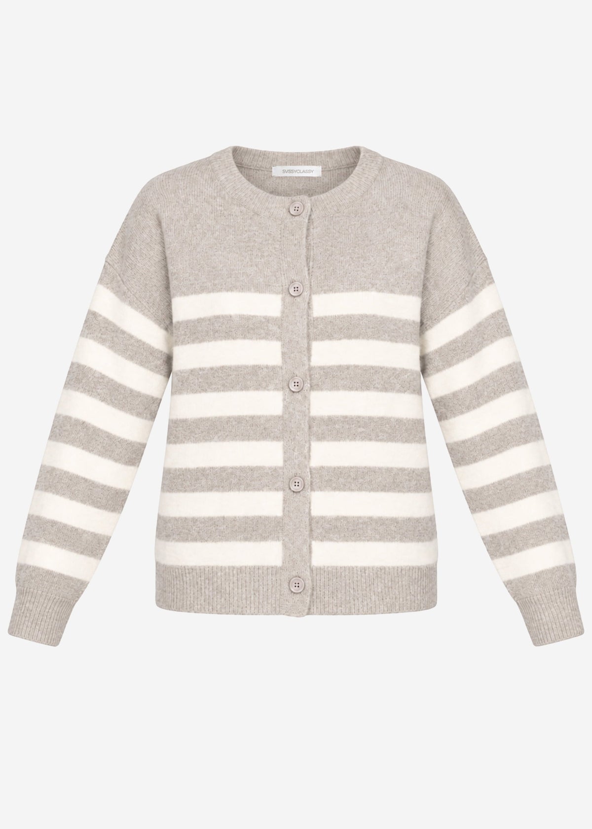 Cardigan rayé avec empiècement - taupe