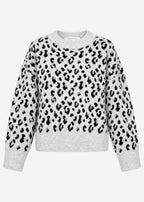 Pull à large rib et motif léopard - gris clair