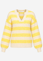 Pull rayé avec bordure - jaune-beige