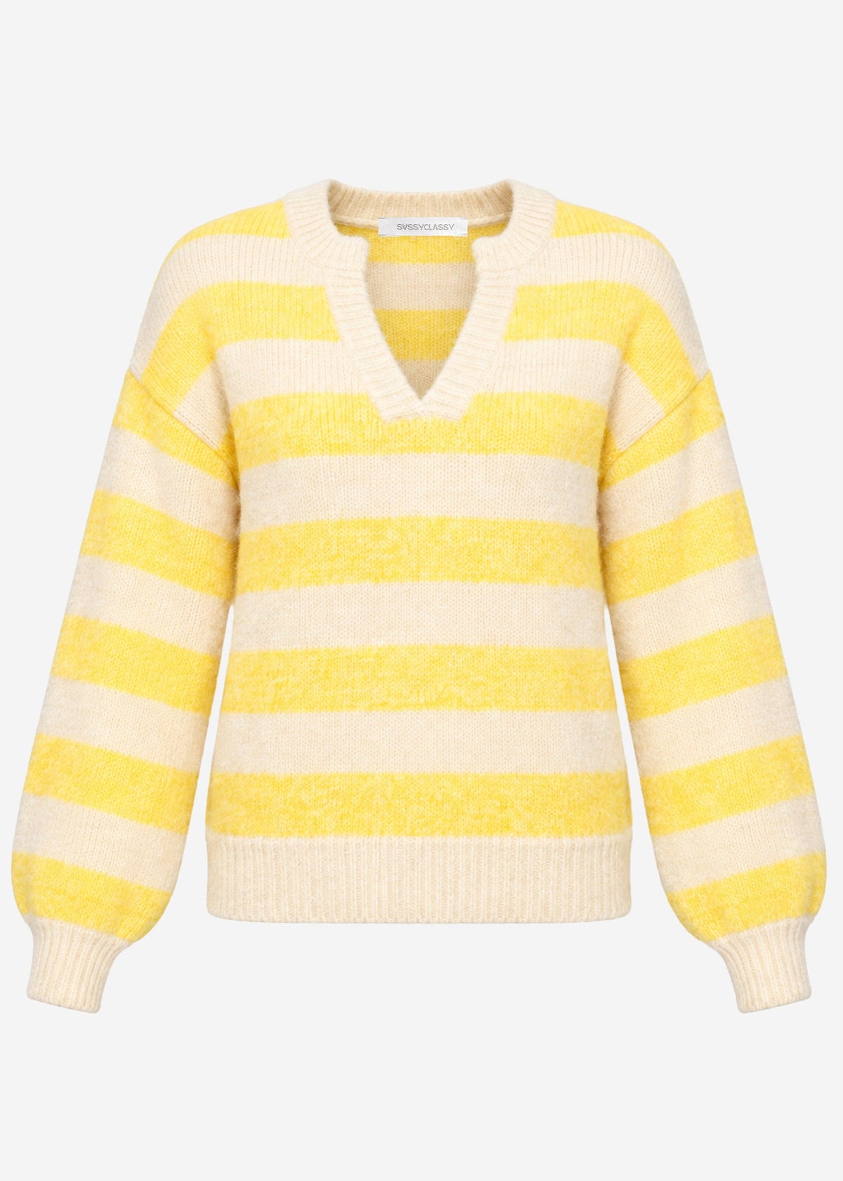 Pull rayé avec bordure - jaune-beige