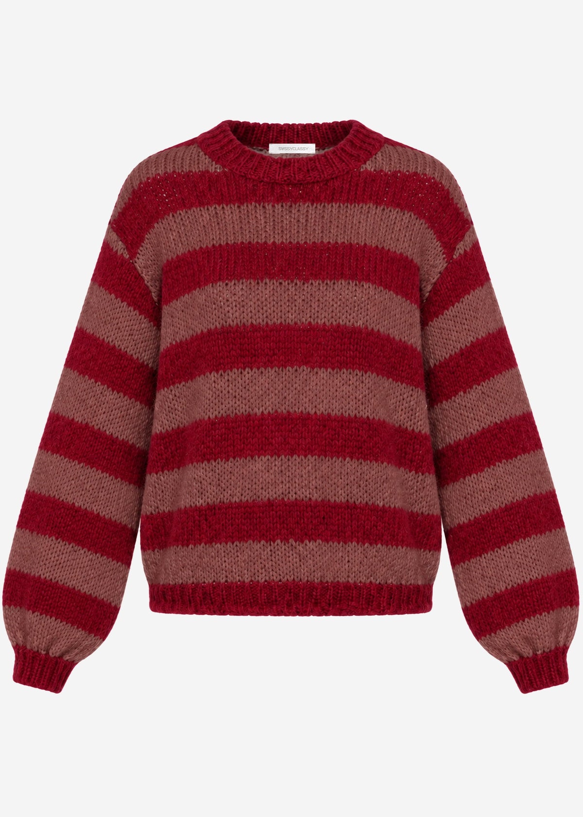 Pull en grosse maille - mauve-rouge