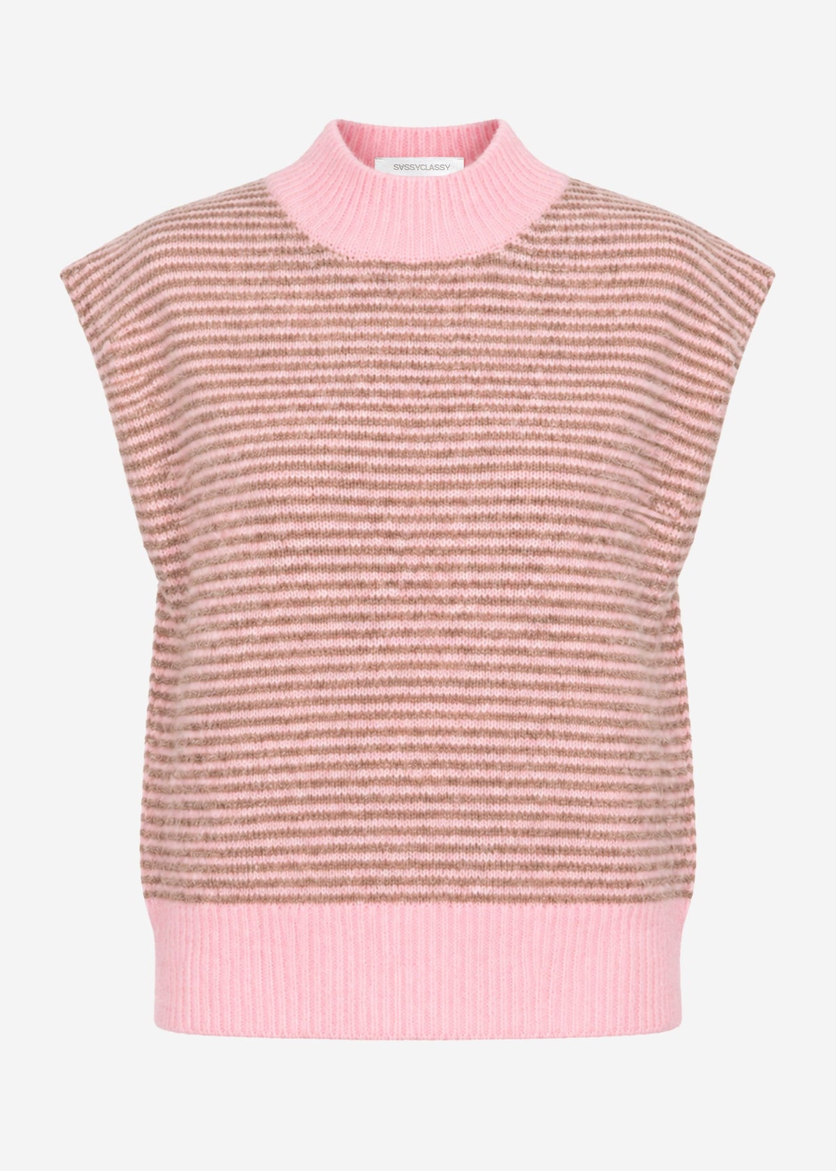 Pullunder rayé avec col montant - rose-taupe