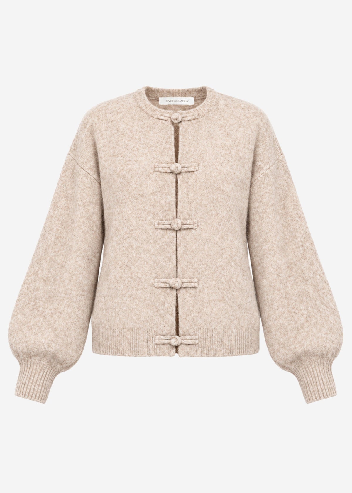 Gilet en tricot avec fermeture à nouer - beige