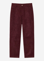 Pantalon à jambes en baril en look daim - bordeaux