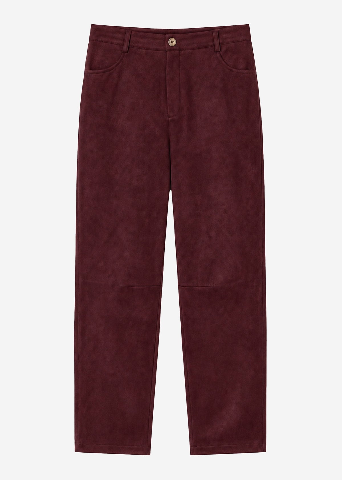 Pantalon à jambes en baril en look daim - bordeaux