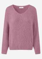 Pull oversize avec décolleté en V - vieux rose