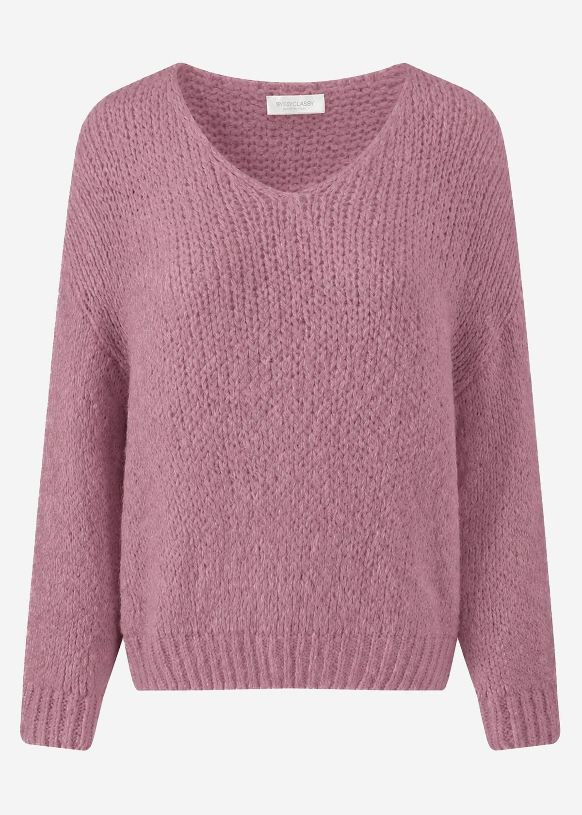 Pull oversize avec décolleté en V - vieux rose