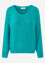 Pull oversize avec décolleté en V - pétrole
