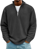 DELACROIX | Pull Col Zippé Côtelé Marc