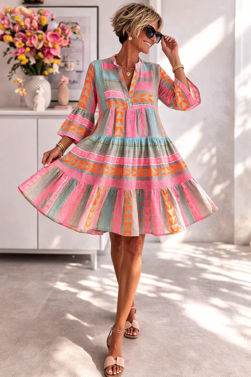 Nova | Une robe midi aux couleurs vives, légère et confortable, idéale pour le week-end