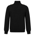 Cardigan tricoté à col roulé zippé pour homme en noir avec motif crâne punk