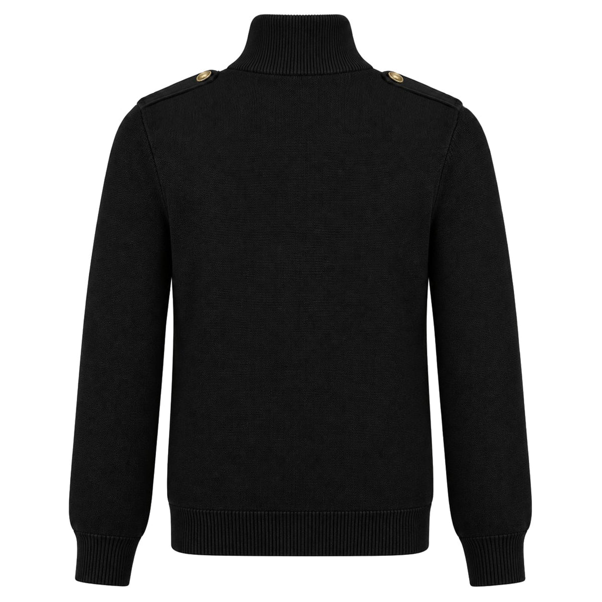 Cardigan tricoté à col roulé zippé pour homme en noir avec motif crâne punk
