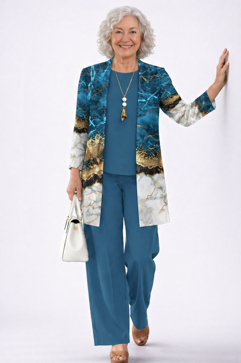 Thérèse | Ensemble 3 Pièces Bleu Marbré