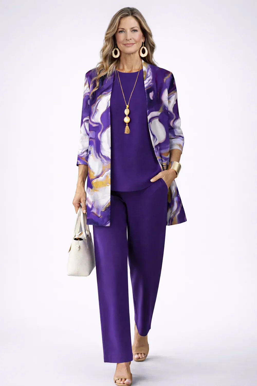 Margaux | Ensemble 3 Pièces Lilas et Blanc