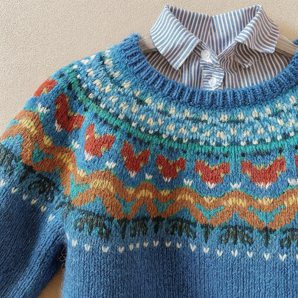 Venlora Mode | Pull Maille Jacquard Fleuri Sophie