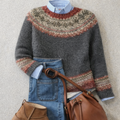 Venlora Mode  | Pull Maille Empiècement Terracotta Monique