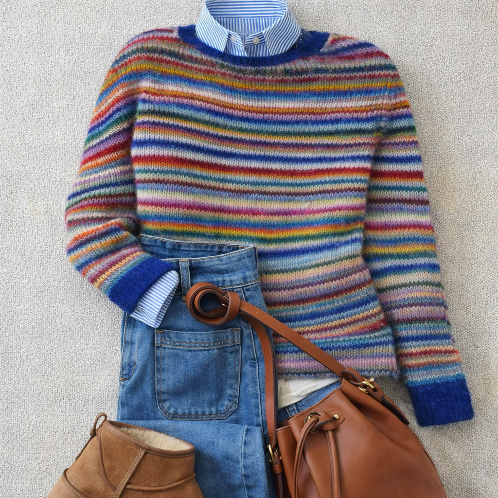Venlora Mode | Pull Maille Rayures Multicolores Isabelle