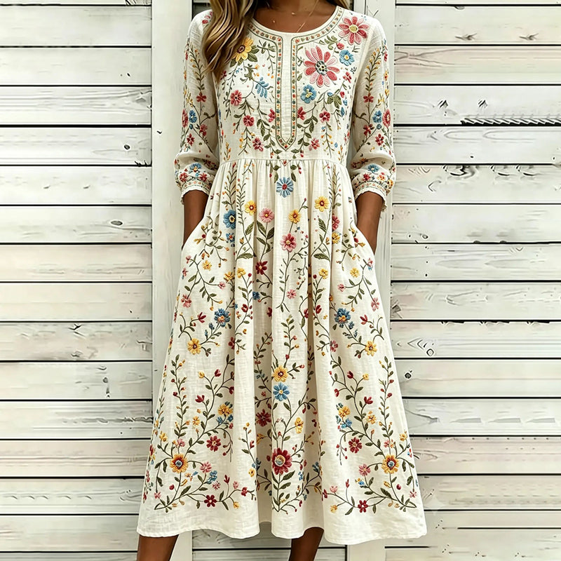 Robe Vintage avec Motif Floral