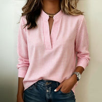 Blouse Décontractée à Carreaux à Manches Longues