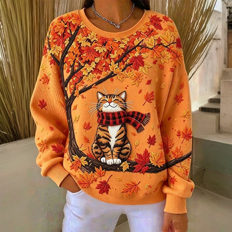 Décontracté Sweat-Shirt avec Imprimé de Chat