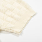 Chemise polo rétro blanc cassé à texture, col V pour homme