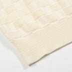 Chemise polo rétro blanc cassé à texture, col V pour homme