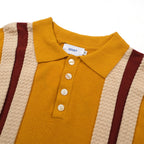 Chemise rétro à rayures des années 70 pour homme – Polo tricot doré
