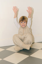 Combinaison de sommeil avec chaussettes - Vichy Beige - TOG 2.5