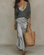 Anaïs – Robe midi satinée élégante