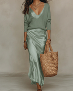 Anaïs – Robe midi satinée élégante