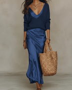 Anaïs – Robe midi satinée élégante