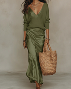 Anaïs – Robe midi satinée élégante